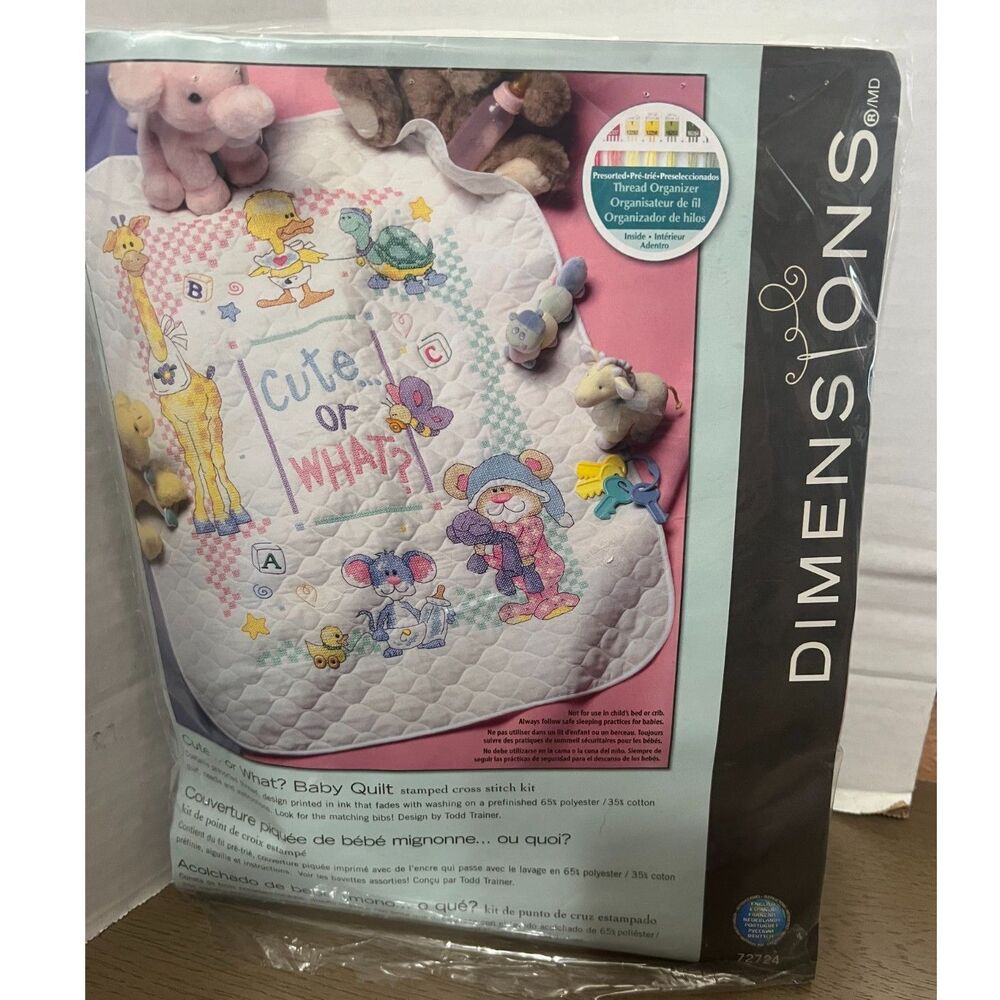 Dimensions "Cute or What?" Stamped Cross-Stitch Baby Quilt Kit 34”x43